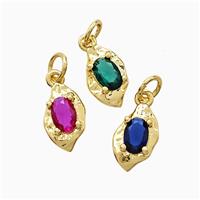 Copper Leaf Pendant Pave Crystal Glass Gold Plated Mixed, approx 7-12mm [FN52913]