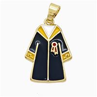 Copper Graduation Clothing Pendant Enamel Gold Plated, approx 17-22mm [FN52965]