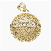 Copper Half-Ball Pendant Pave Zirconia Round Gold Plated, approx 18mm [FN53124]