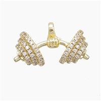 Copper Barbell Pendant Pave Zirconia Sports Gold Plated, approx 14-30mm [FN53154]