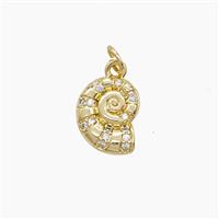 Copper Spiral Shell Pendant Pave Zirconia 18K Gold Plated, approx 11-13mm [FN53621]