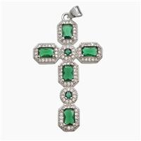 Copper Cross Pendant Pave Zirconia Crystal Glass Platinum Plated, approx 26-42mm [FN53707]