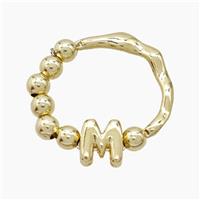 Copper Ring With Letter-M Gold Plated, approx 6-7mm, 18mm dia [FN53988]