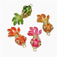 Copper Goldfish Pendant Painted Gold Plated Mixed, approx 10.5-26mm [FN54451]