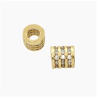 Copper Tube Beads Pave Zirconia Large Hole Gold Plated, approx 6-7mm, 3mm hole [FN54910]
