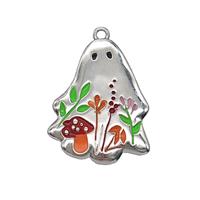 Halloween Ghost Charms Copper Pendant Multicolor Enamel Flower Platinum Plated, approx 18-23mm [FN55140]