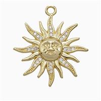 Copper Sun Pendant Pave Zirconia Gold Plated, approx 25mm [FN55560]
