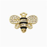 Copper Honeybee Pendant Pave Zirconia Black Enamel Gold Plated, approx 12-16mm [FN55648]