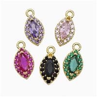 Copper Eye Pendant Pave Zirconia Crystal Glass Gold Plated Mixed, approx 6-9.5mm [FN55774]