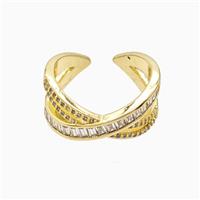 Copper Rings Pave Zirconia 18K Gold Plated, approx 10mm, 18mm dia [FN56084]