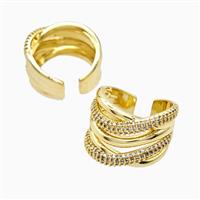 Copper Rings Pave Zirconia 18K Gold Plated, approx 17mm, 18mm dia [FN56214]