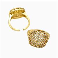 Copper Rings Pave Zirconia 18K Gold Plated, approx 16-18mm, 18mm dia [FN56217]