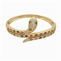 Copper Snake Bangles Pave Zirconia 18K Gold Plated, approx 4-10-30mm, 55mm dia [FR12056]