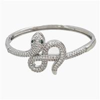 Copper Sanke Bangle Pave Zirconia Platinum Plated, approx 25-30mm, 50-55mm dia [FR12089]