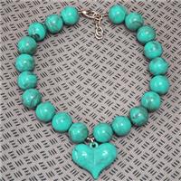 Green Resin Necklace With Heart, approx 19mm, 35-45mm, 40-45cm length [FR12096]