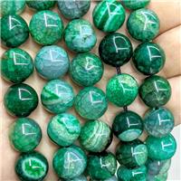 Natural Dragon Veins Agate Beads Smooth Round Green Dye, approx 14mm [GA3638]