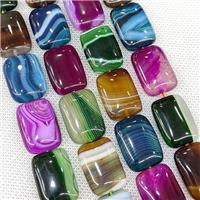 Natural Striped Agate Rectangle Beads Banded Mixed Color Dye, approx 18-25mm [GA3660]
