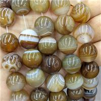 Coffee Striped Agate Beads Banded Smooth Round Dye, approx 16mm dia [GA3680]