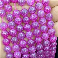 Natural Dragon Veins Agate Beads Hotpink Dye Smooth Round Electroplated, approx 10mm [GA3754]