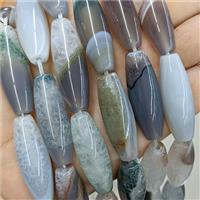 Natural Gray Agate Druzy Rice Beads, approx 14-40mm, 10pcs per st [GA3786]