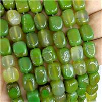 Mint Green Agate Cuboid Beads Dye, approx 9-12mm [GA3843]