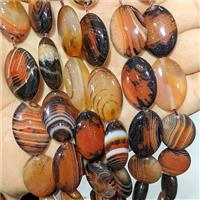 Black Red Stripe Agate Oval Beads Banded Dye, approx 18-25mm [GA3900]