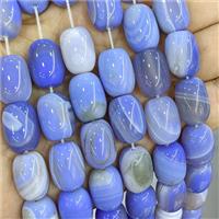 Blue Stripe Agate Barrel Beads Banded Dye, approx 13-18mm [GA3944]