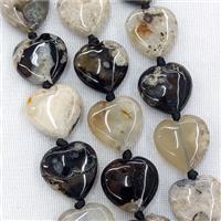 Natural Black Sakura Agate Beads Cherry Dye, approx 25mm [GA4010]