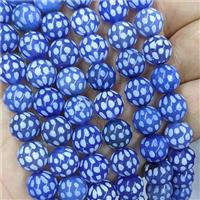 Tibetan Agate Beads Smooth Round Blue Dye, approx 10mm [GA4040-10MM]