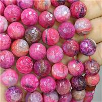 Hotpink Agate Beads Faceted Round B-Grade Dye, approx 14mm [GA4056]