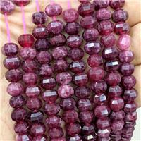 Natural Jade Beads Red Dye Faceted Pumpkin, approx 8mm [GB23027]