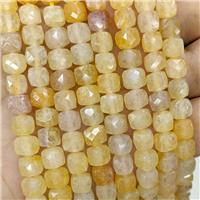 Natural Yellow Honey Jade Beads Faceted Cube, approx 6-8mm [GB23738]