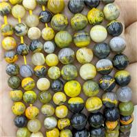 Natural Yellow Bumblebee Jasper Beads Smooth Round, approx 4mm [GB23759-4MM]