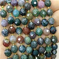 Natural Indian Agate Beads Multicolor Faceted Rice, approx 8-10mm [GB23785]