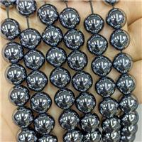 Natural Terahertz Stone Beads Smooth Round, approx 10mm [GB23893-10MM]