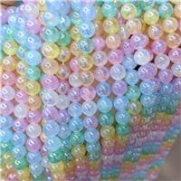 Natural Selenite Beads Multicolor Dye Smooth Round Electroplated, approx 8mm [GB24063-8MM]