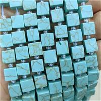 Blue Howlite Turquoise Cube Beads Dye, approx 8mm [GB24077]