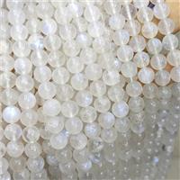 Natural White Moonstone Beads Blue Flash Smooth Round AA-Grade, approx 8mm [GB24300-8MM]