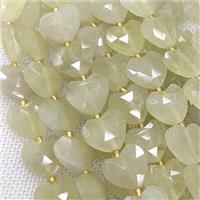 Natural Lemon Quartz Heart Beads Faceted, approx 14mm [GB24377]