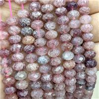 Natural Pink Strawberry Quartz Beads Faceted Rondelle, approx 8mm [GB24382]