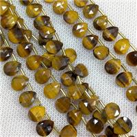 Natural Tiger Eye Stone Beads Faceted Teardrop Topdrilled, approx 8-10mm, 37pcs per st [GB24562]