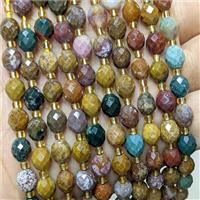 Natural Ocean Agate Beads Multicolor Faceted Rice, approx 6-8mm [GB24740]