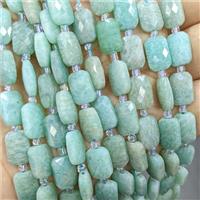 Natural Green Amazonite Beads Faceted Rectangle, approx 8-12mm [GB24843]