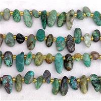Natural Chrysocolla Chips Beads Freeform Green Topdrilled, approx 7-15mm [GB24929]
