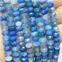 Natural Blue Stripe Agate Rondelle Beads Dye Faceted, approx 5x8mm [GB25007]