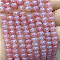 Pink Synthetic Quartz Beads Faceted Rondelle Electroplated, approx 5x8mm [GB25103]