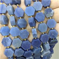 Natural Blue Aventurine Hexagon Beads Matte, approx 12-13mm [GB25184]