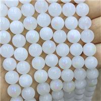White Jade Round Beads Smooth Blue Electroplated, approx 6mm [GB25226-6MM]
