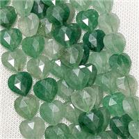 Natural Green Strawberry Quartz Heart Beads Faceted, approx 14mm [GB25458]