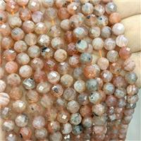 Natural Orange Sunstone Beads Golden Spot AB-Grade Faceted Round, approx 6mm [GB25633]